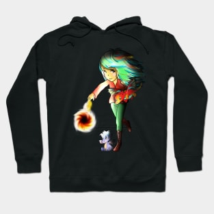 half-elf girl, baby dragons, and a fireball. For rpg, fantasy and dnd fans Hoodie